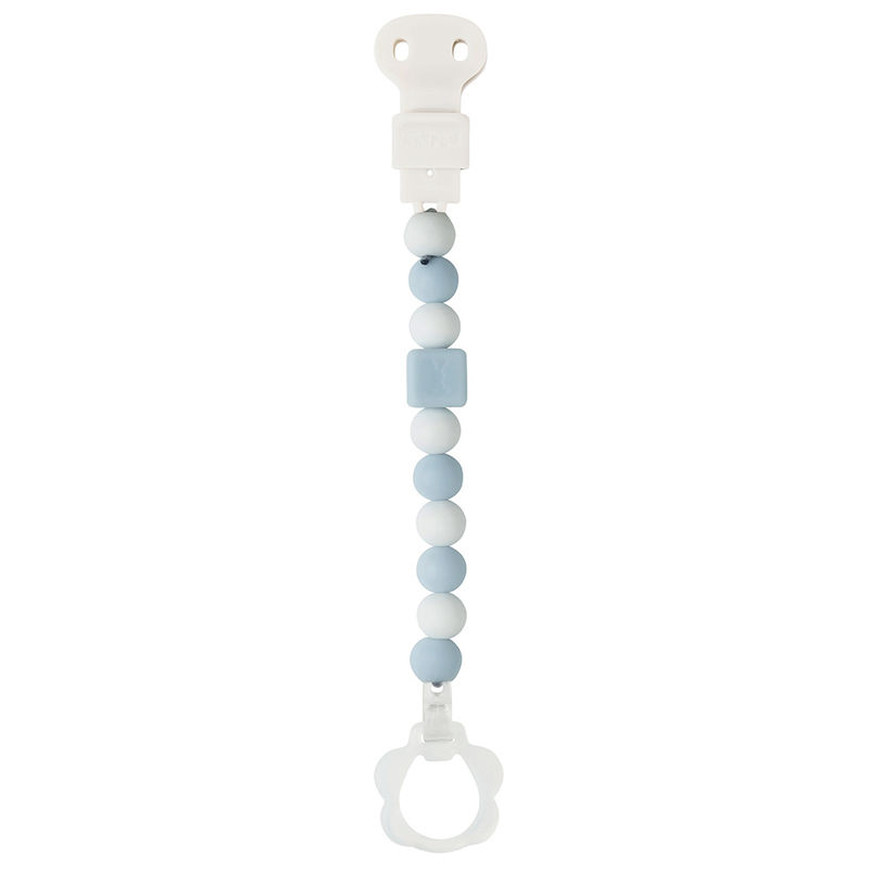  attache-sucette silicone bleu clair blanc 